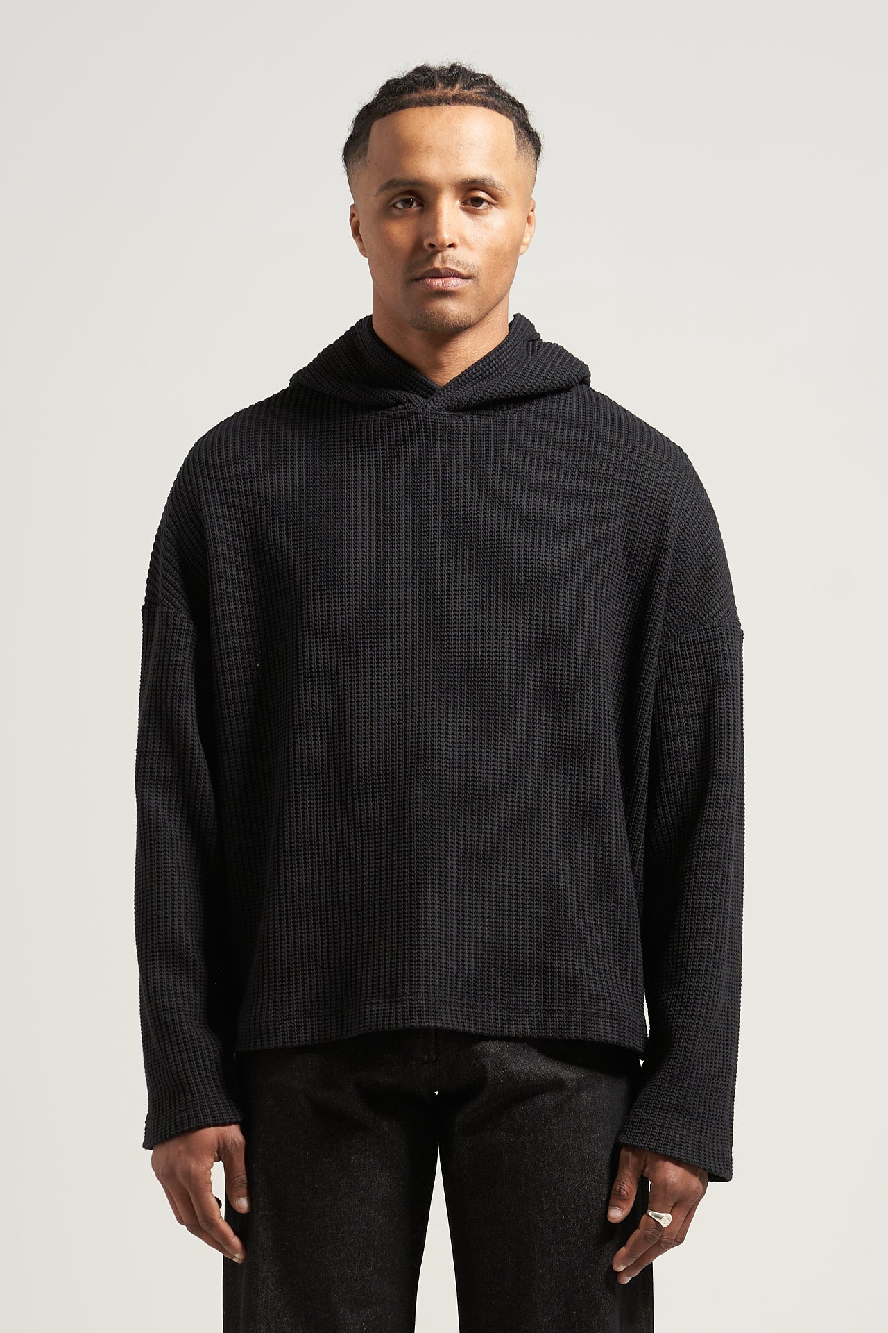 The Black Fisherman Knit Hoodie