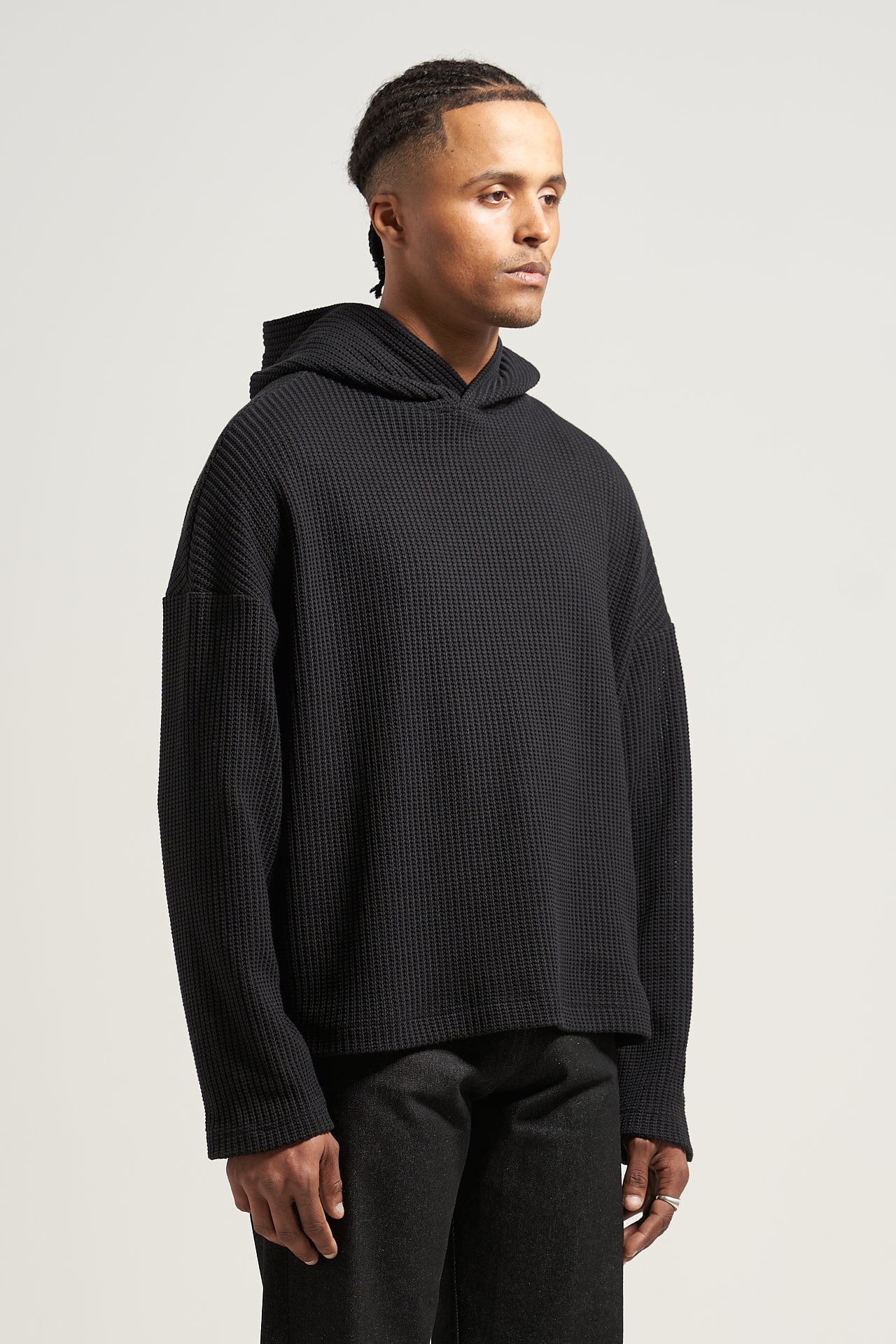 The Black Fisherman Knit Hoodie