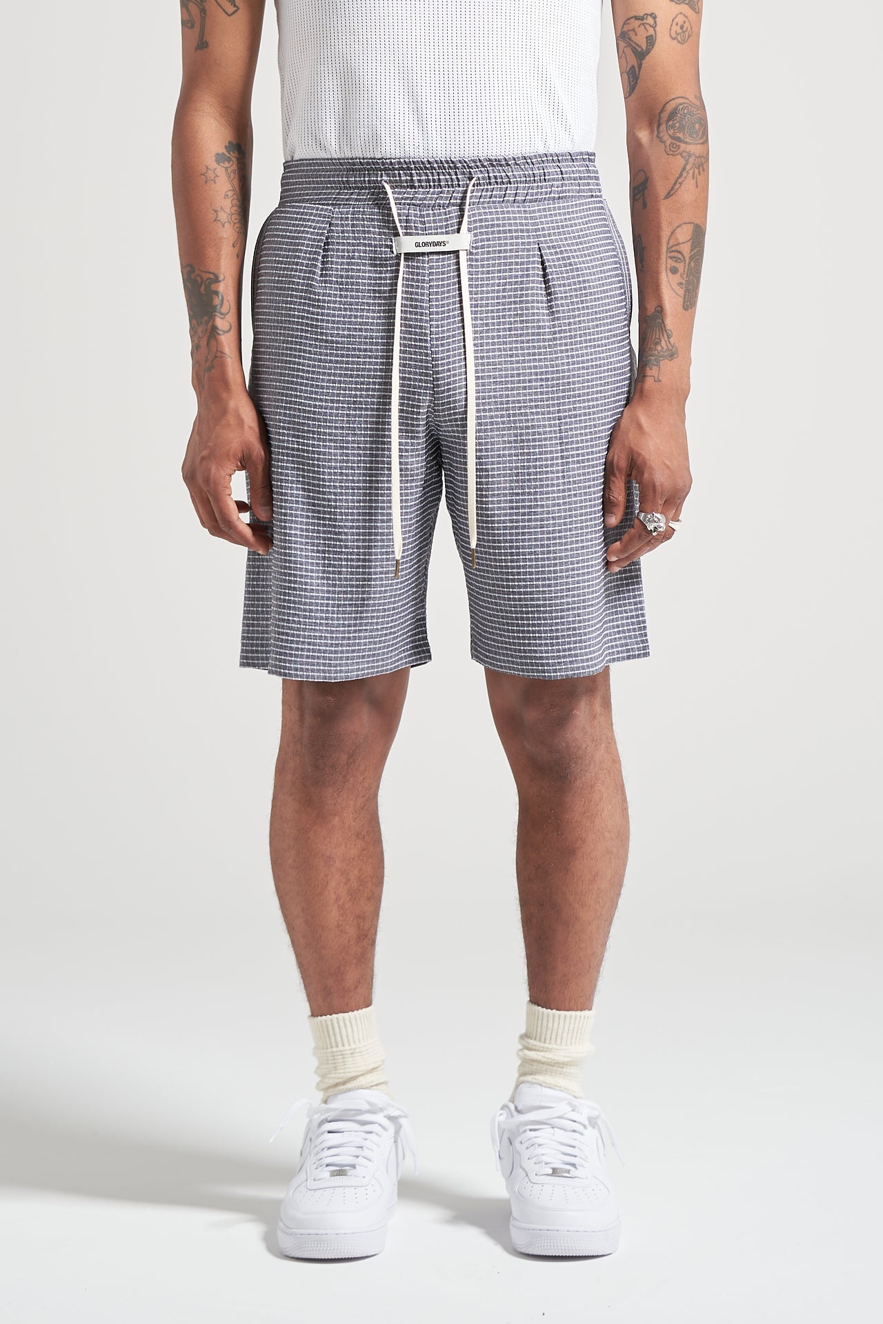 The Slate Check Pleat Short