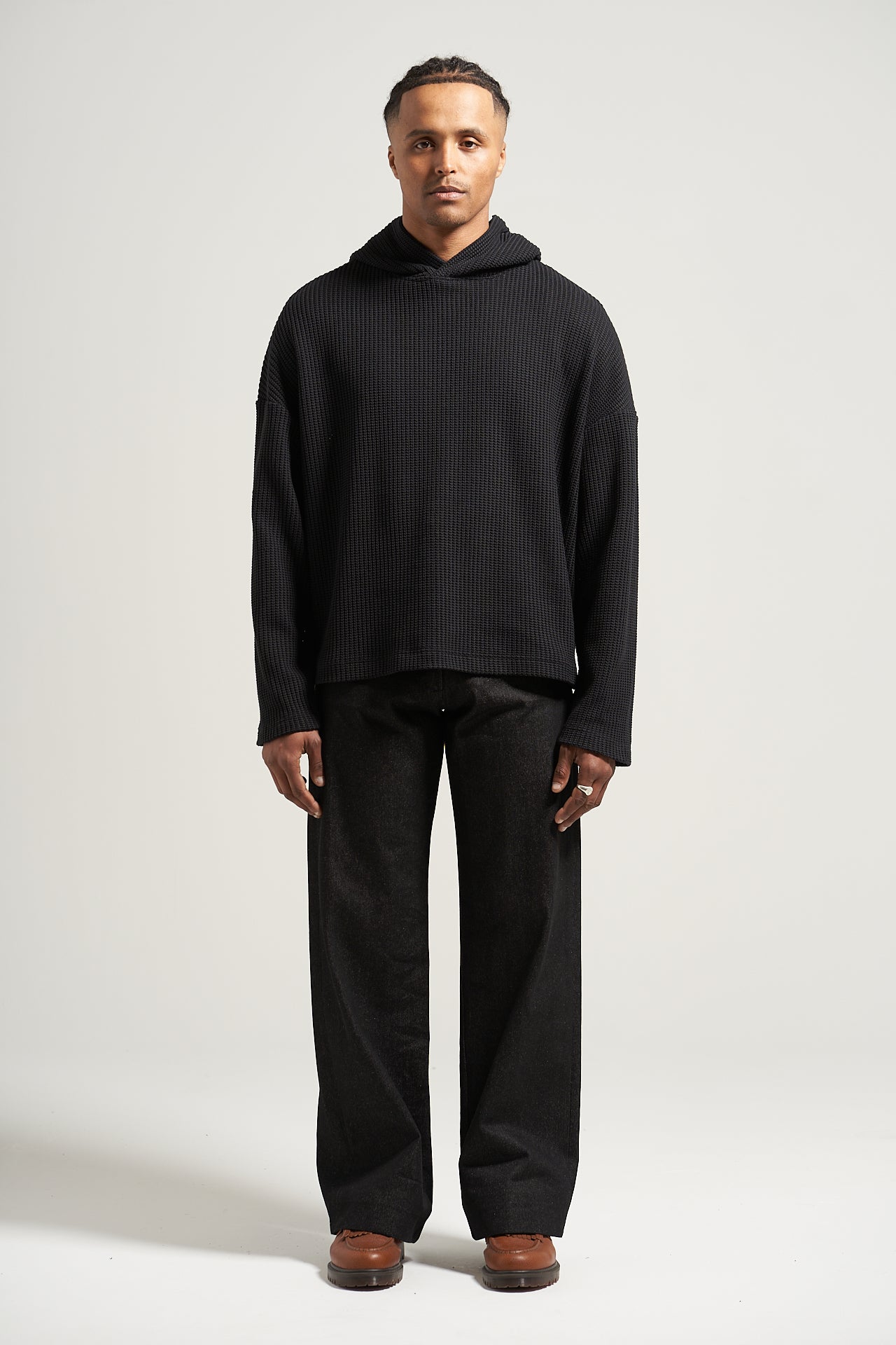 The Black Fisherman Knit Hoodie