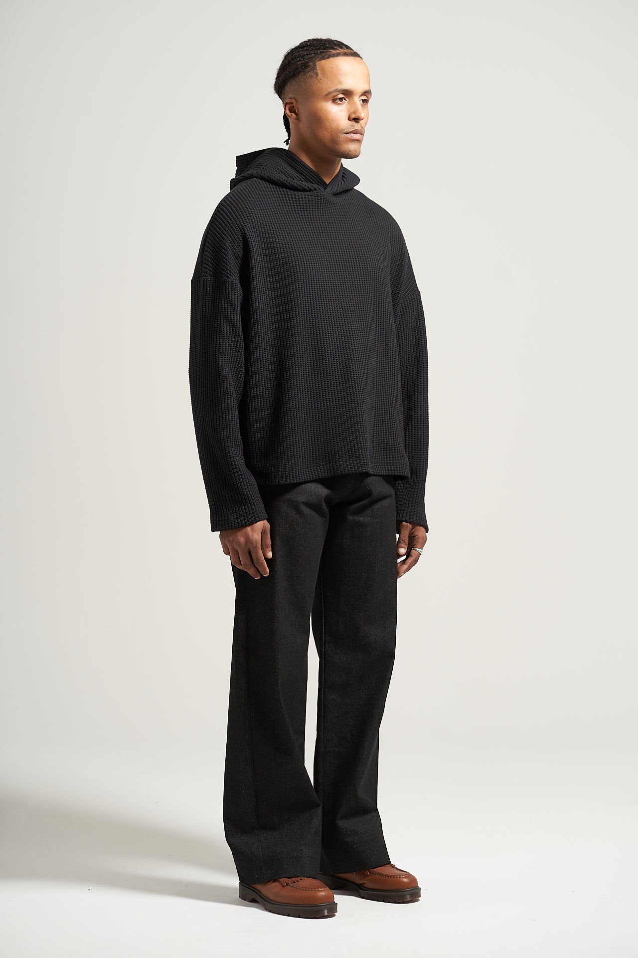 The Black Fisherman Knit Hoodie