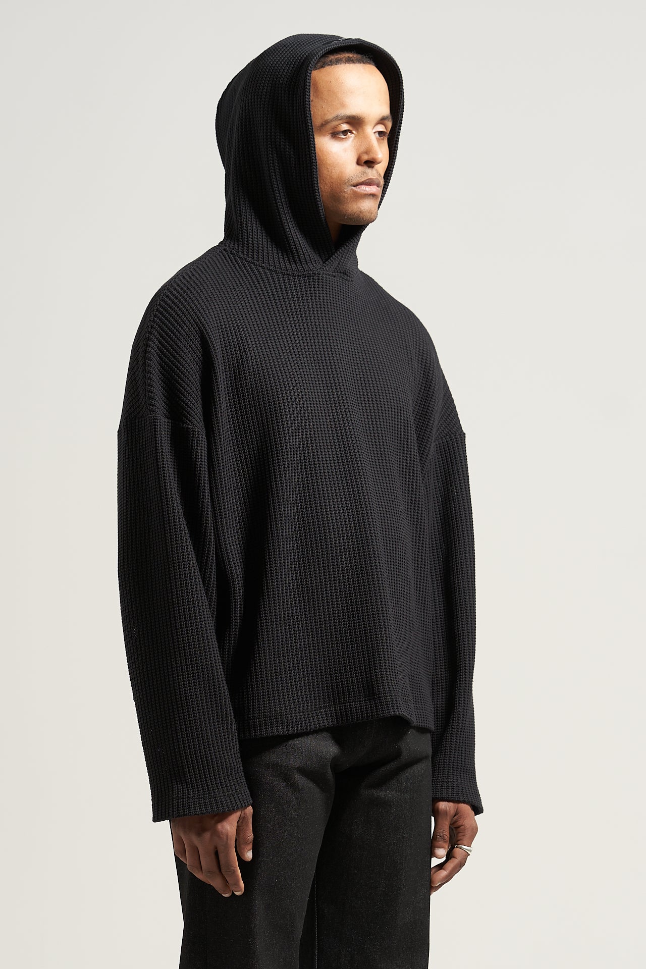 The Black Fisherman Knit Hoodie
