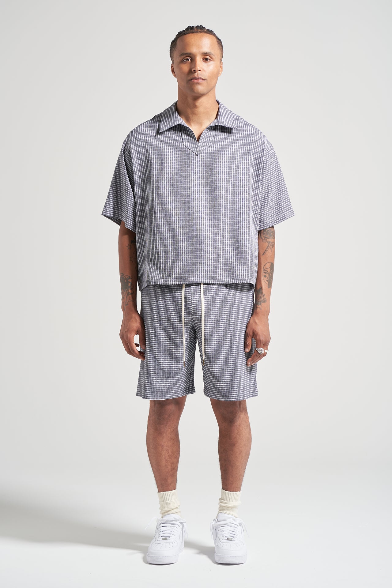 The Slate Check Pleat Short