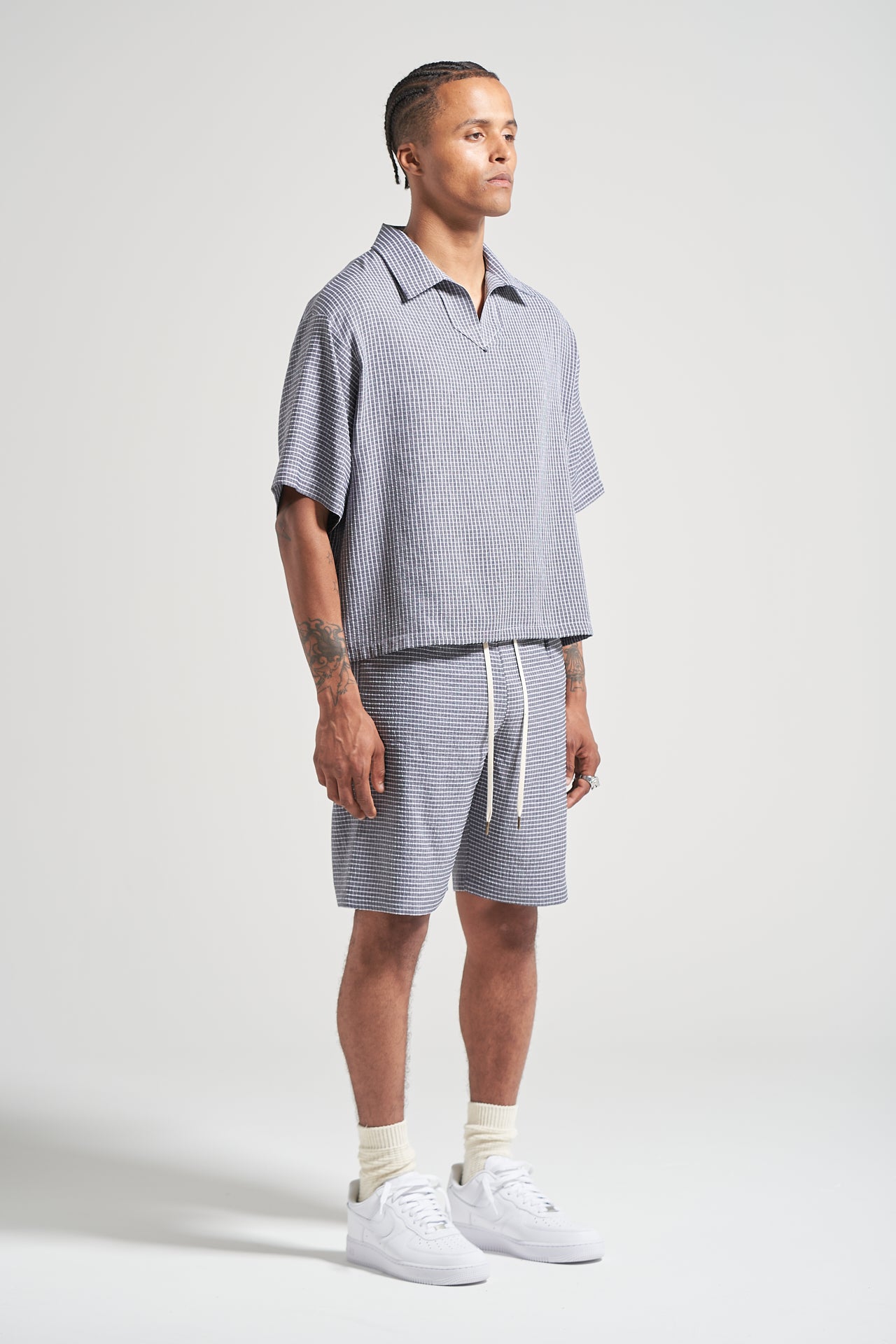 The Slate Check Pleat Short
