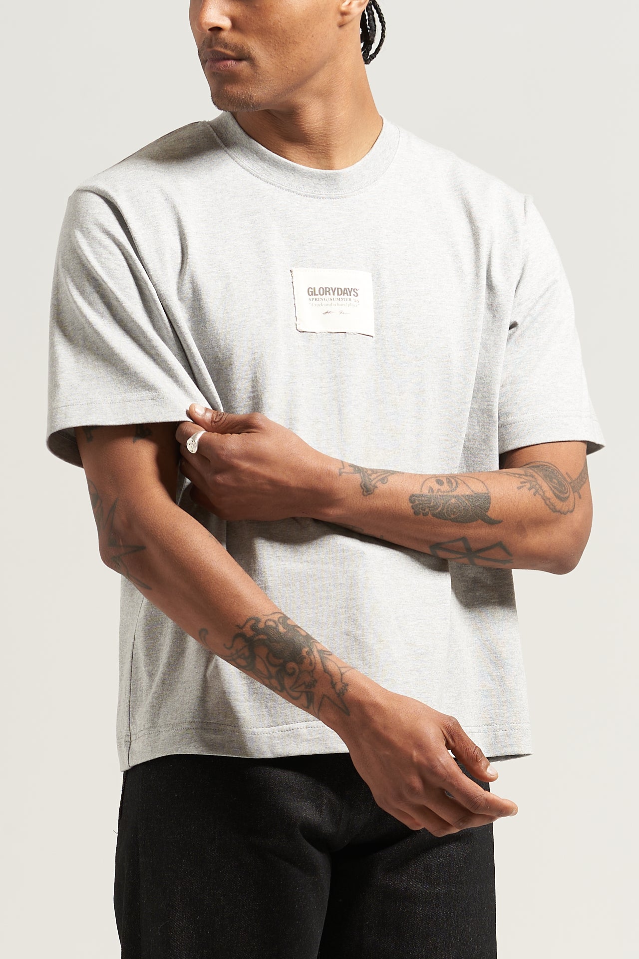 The Heather Grey Patch Tee