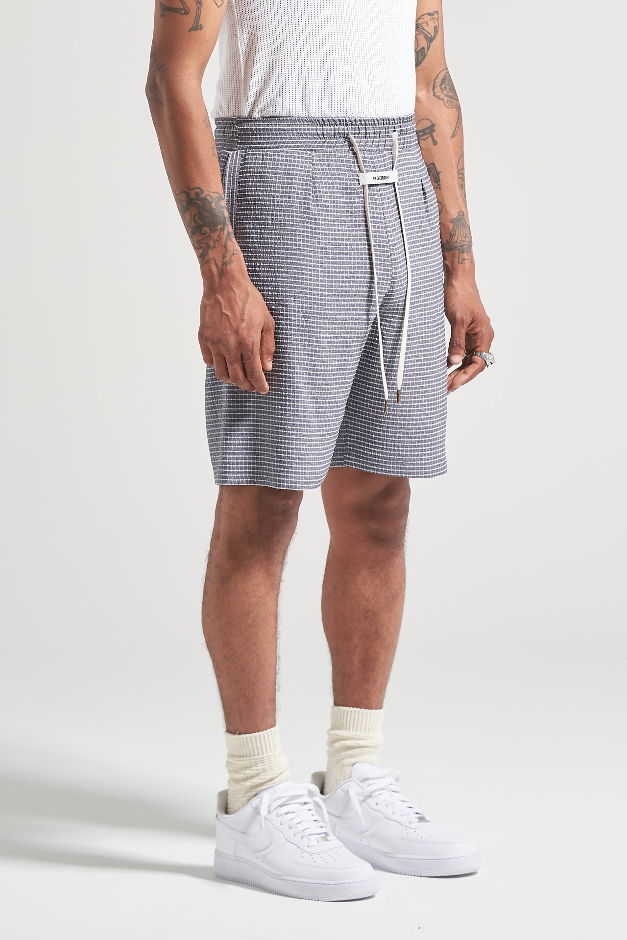 The Slate Check Pleat Short
