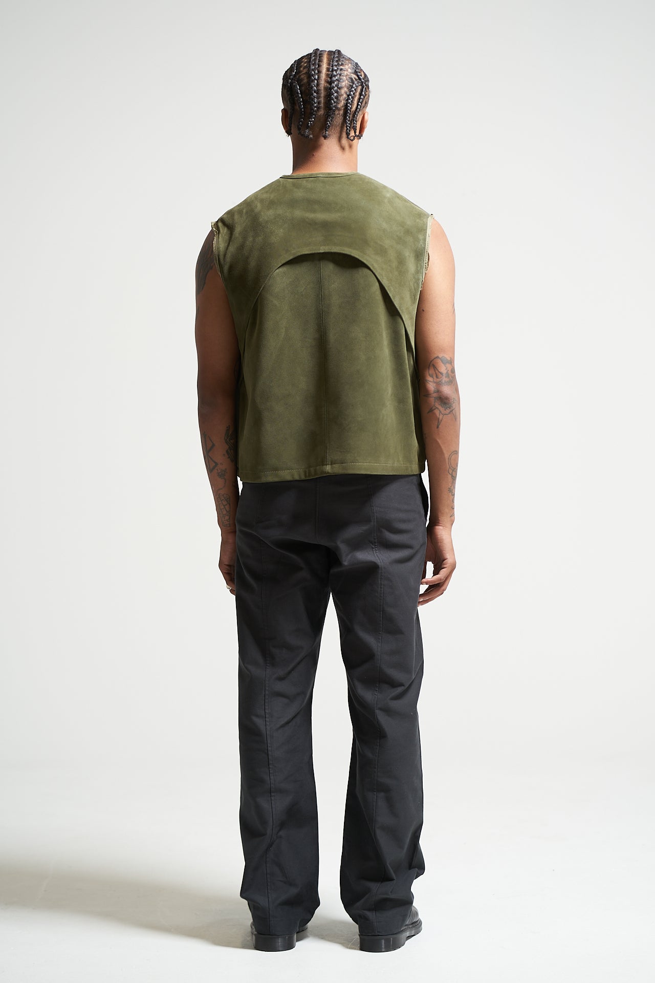 The Olive Suede Cut-off Vest