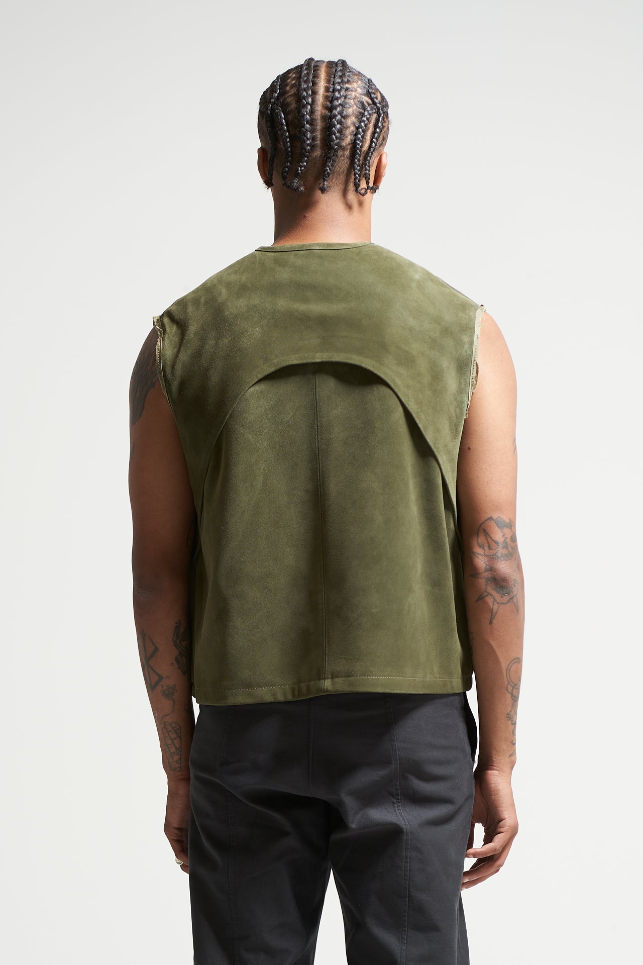 The Olive Suede Cut-off Vest
