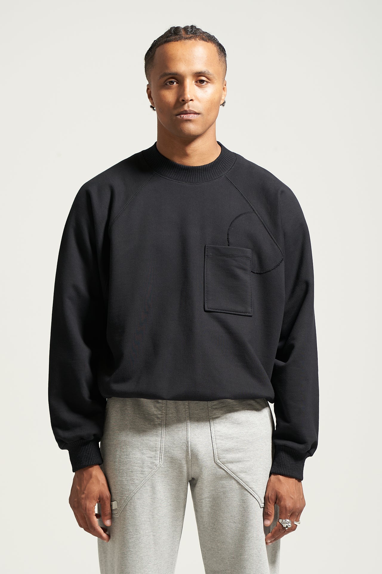 The Black Raglan Crewneck