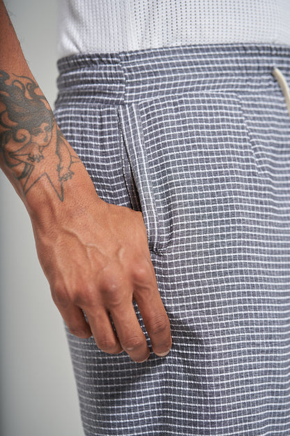 The Slate Check Pleat Short