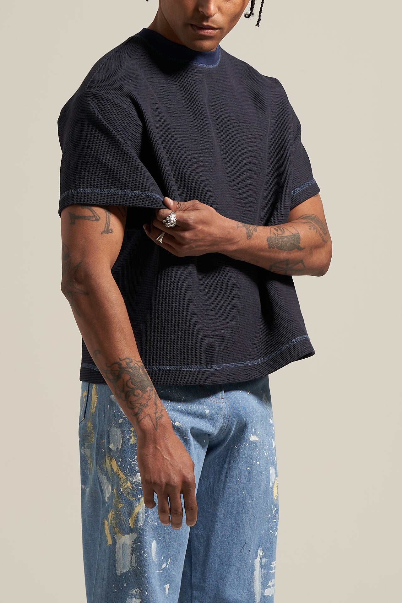 The Navy Waffle Tee
