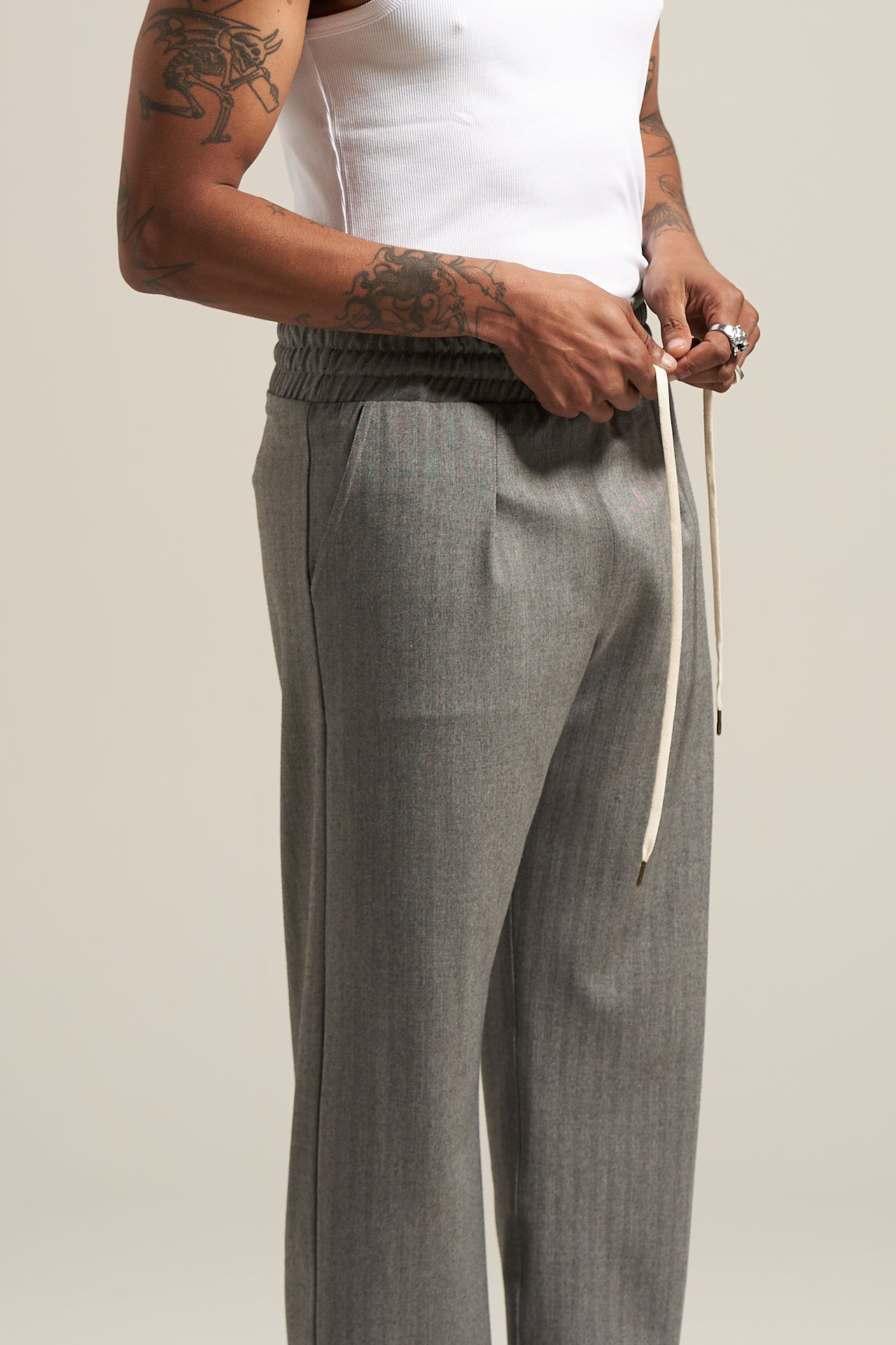 The Slate Herringbone Flow Pant