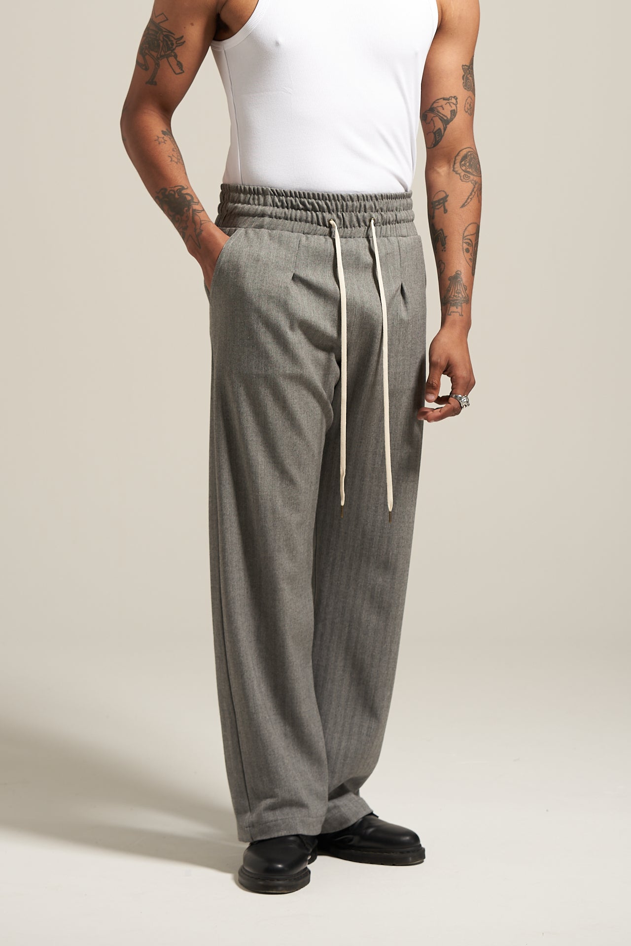 The Slate Herringbone Flow Pant