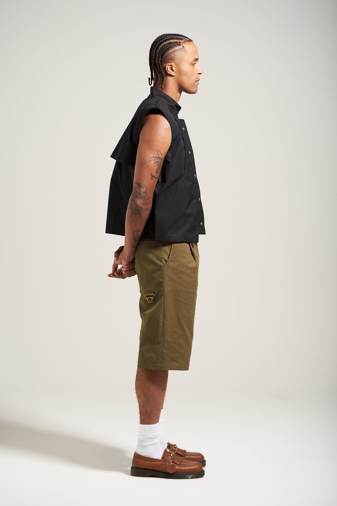 The Olive Pleated Work Short