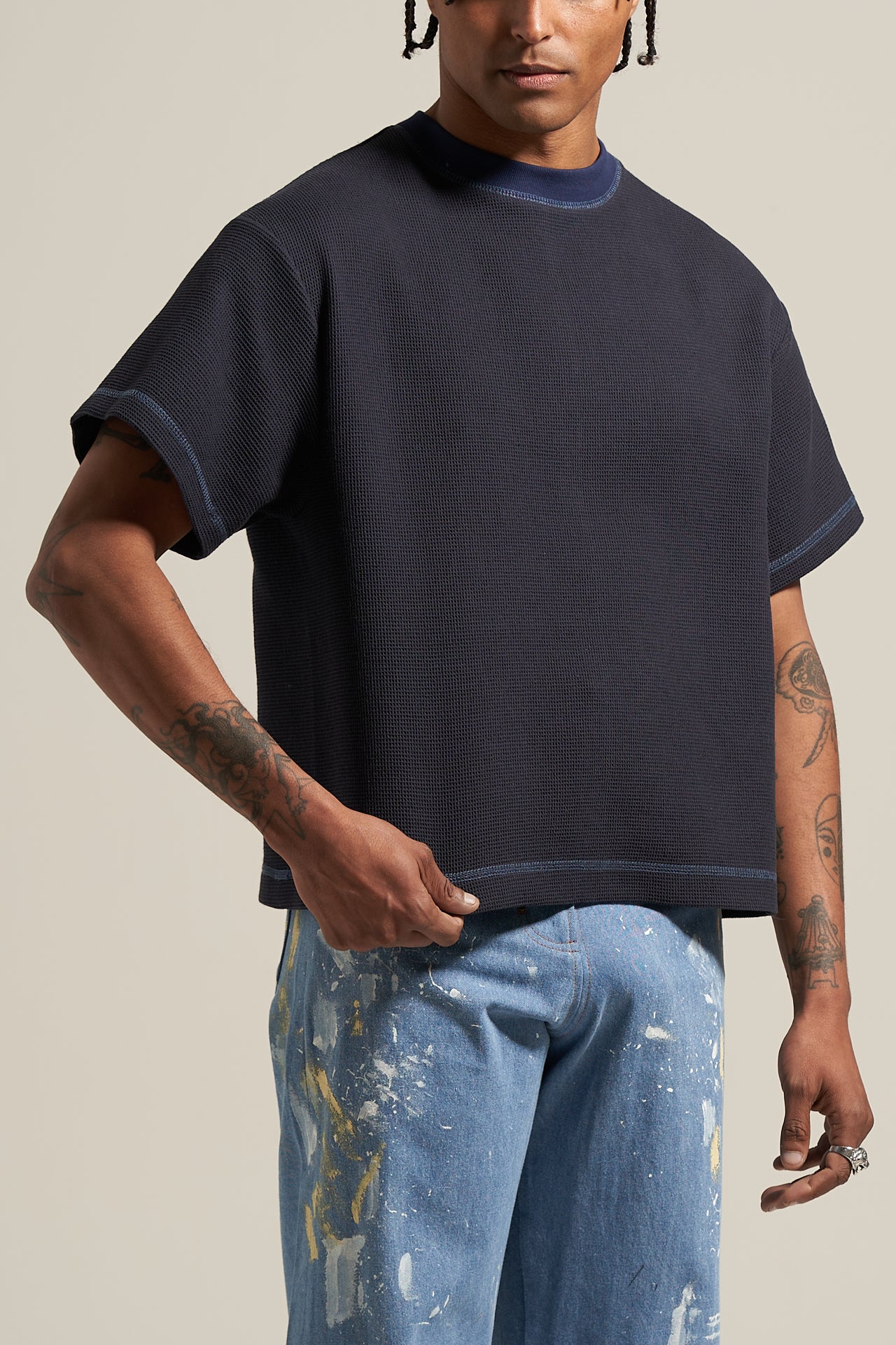 The Navy Waffle Tee