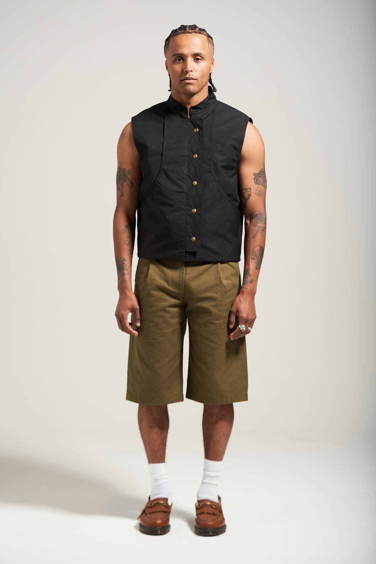 The Olive Pleated Work Short
