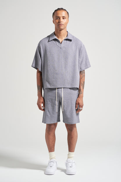 The Slate Check Pleat Short