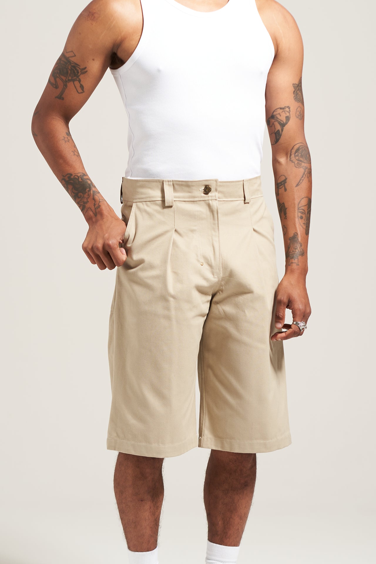 The Stone Pleated Work Short