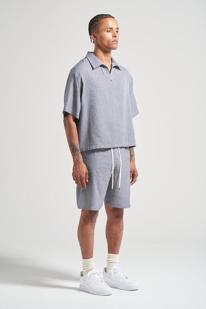The Slate Check Pleat Short