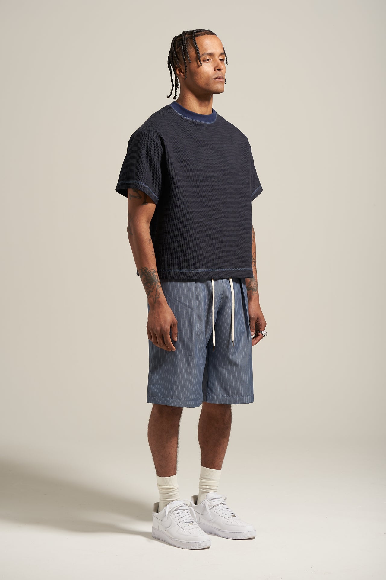 The Steel Pinstripe Flow Short