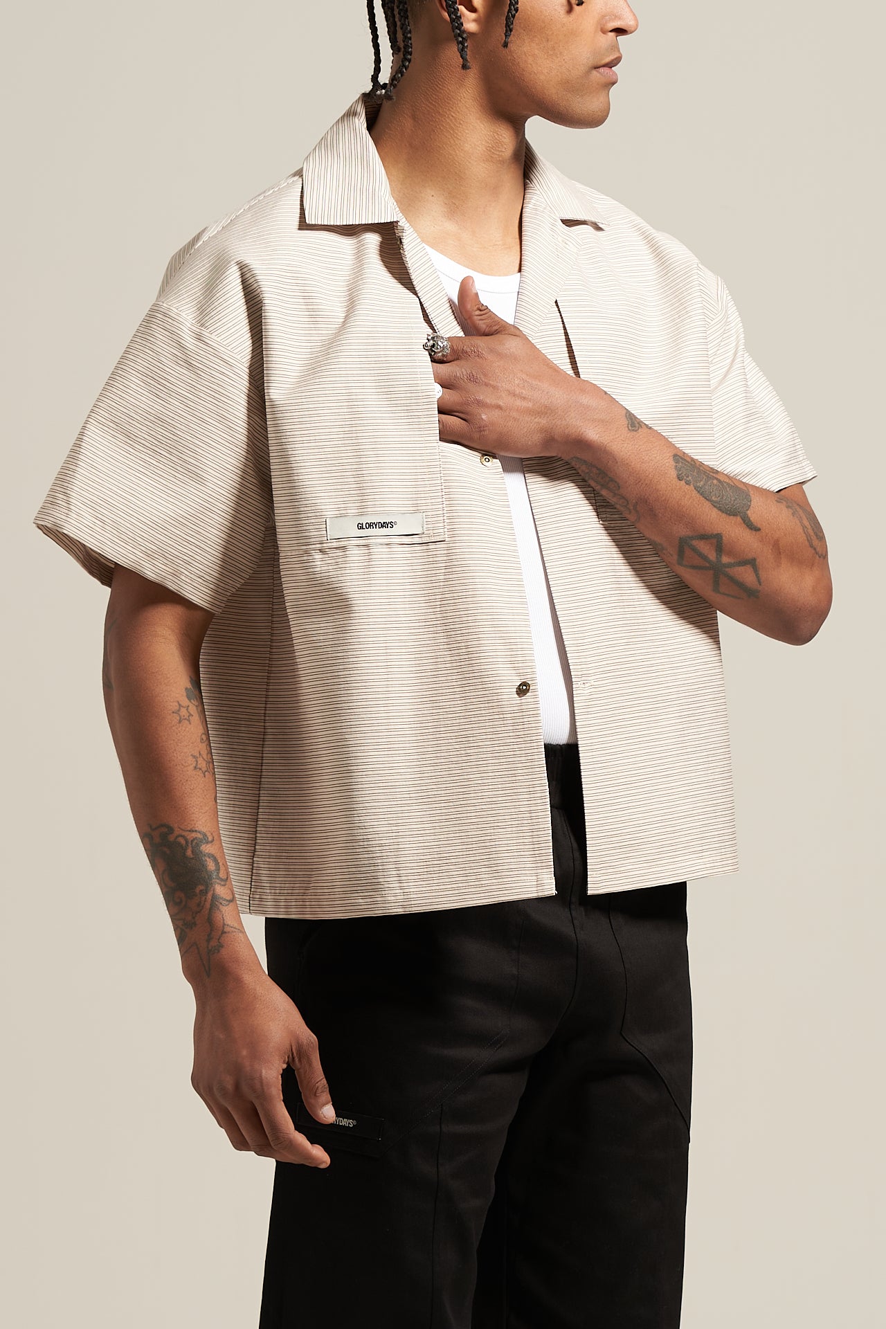 The Ivory Stripe Bowling Shirt