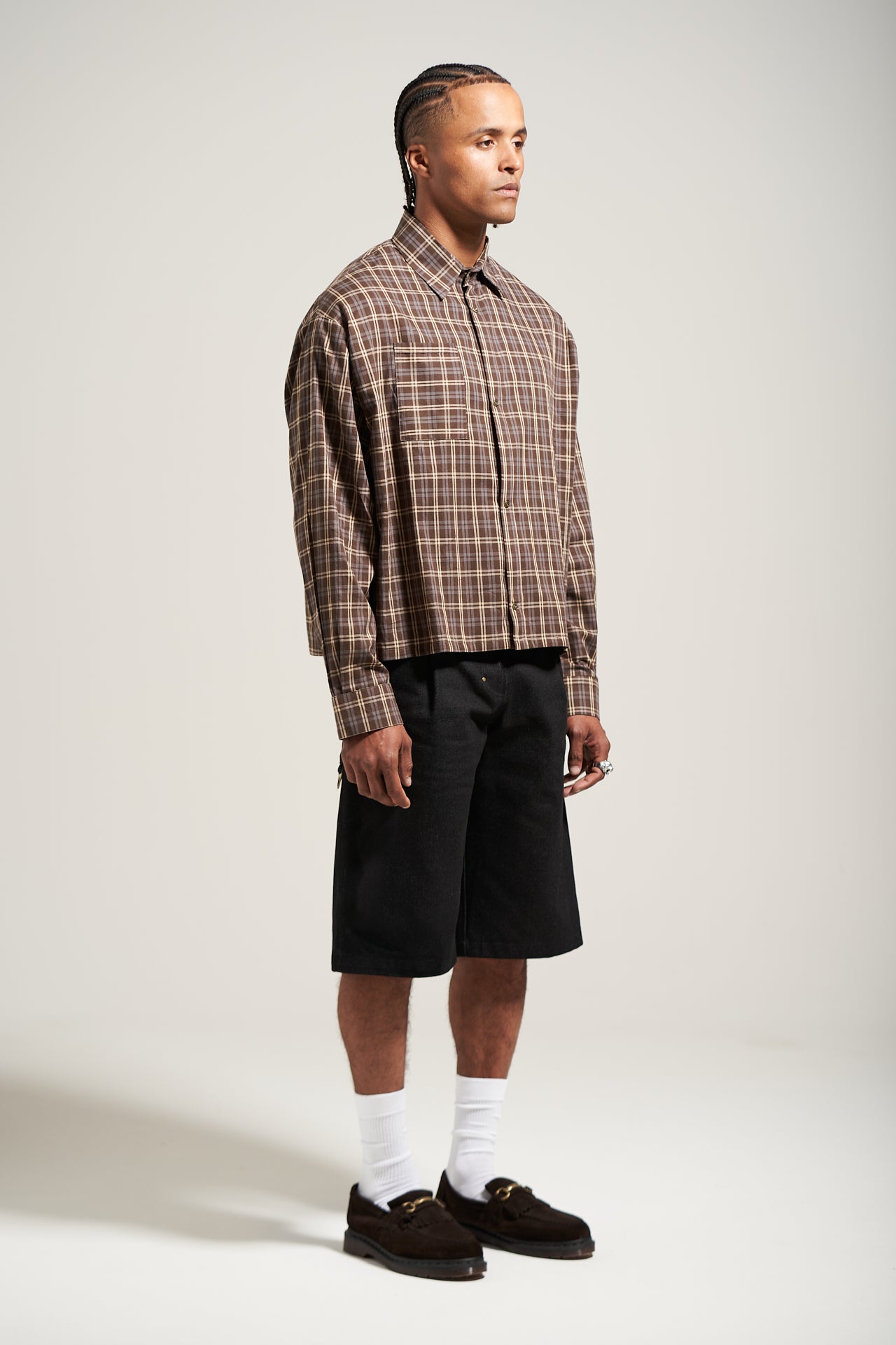 The Raw Denim Pleated Work Short