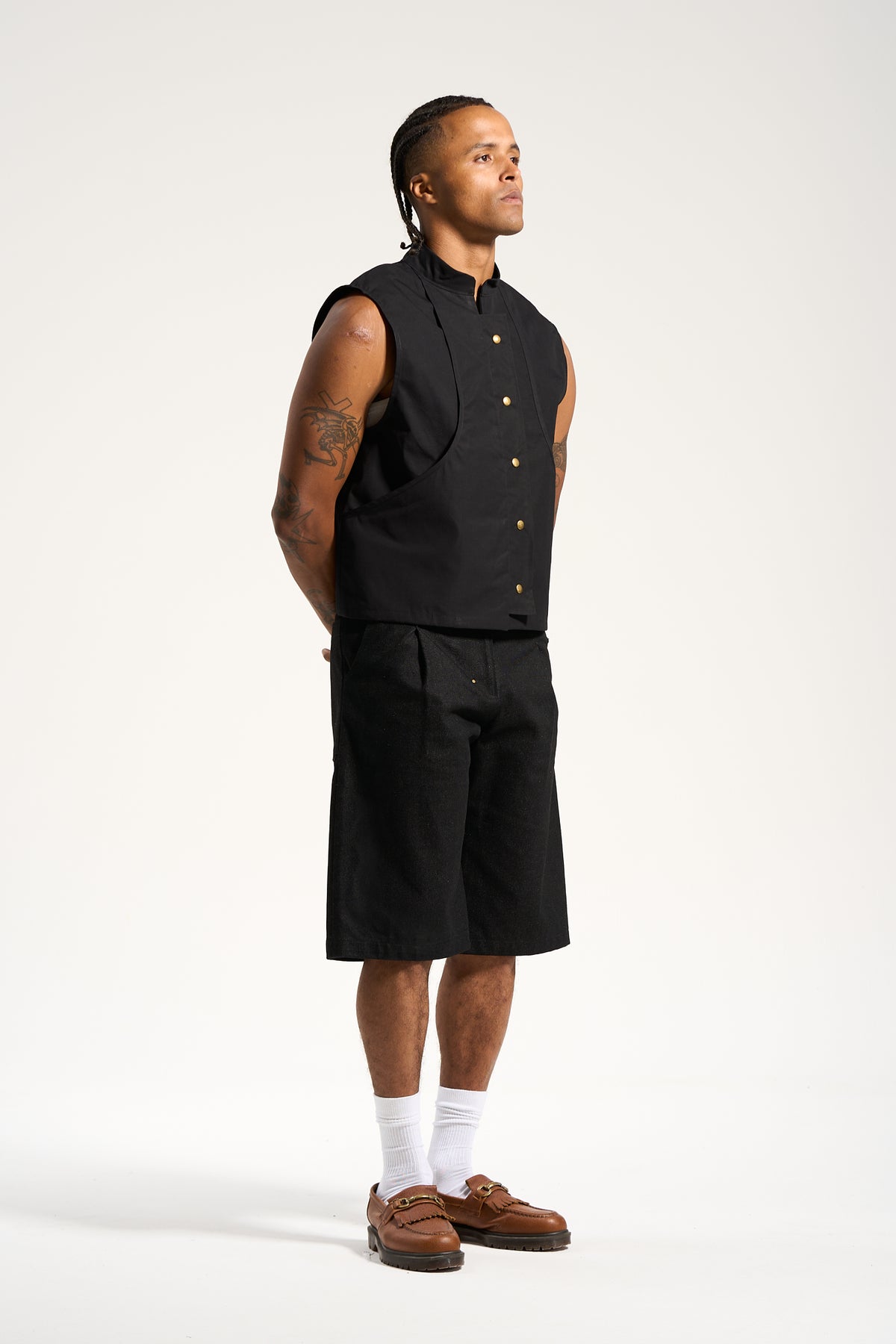 The Raw Denim Pleated Work Short