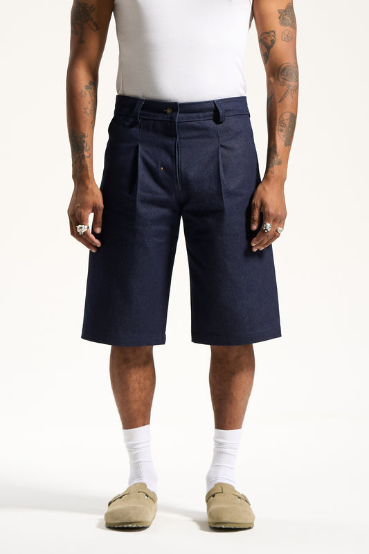 The Indigo Pleated Work Short