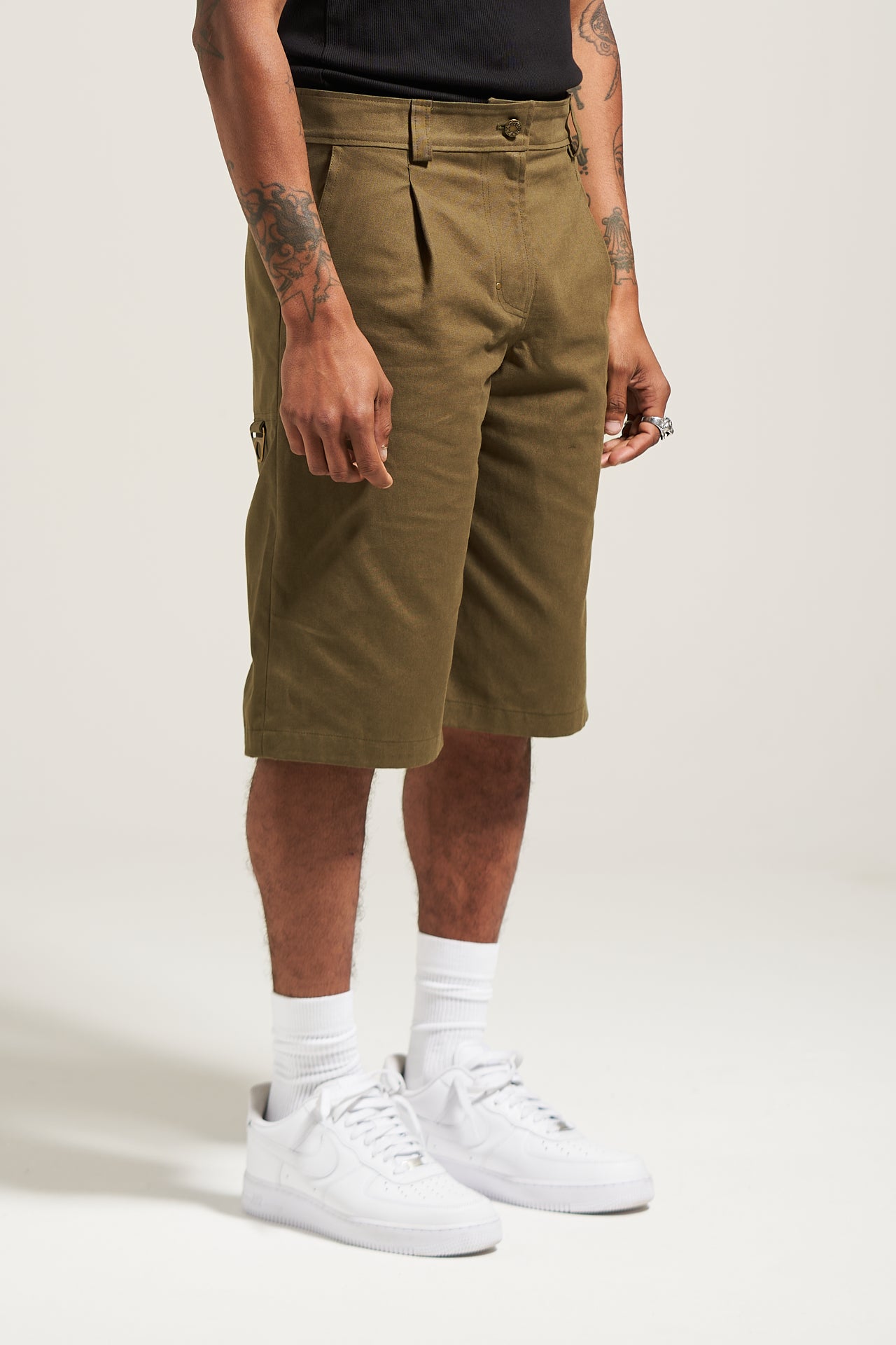The Olive Pleated Work Short