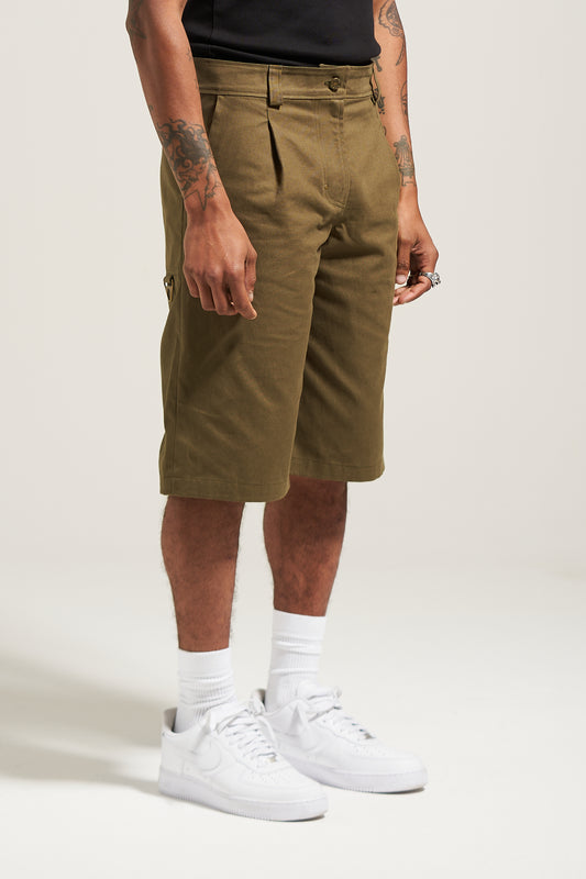 The Olive Pleated Work Short