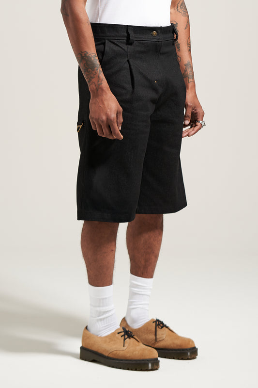 The Raw Denim Pleated Work Short