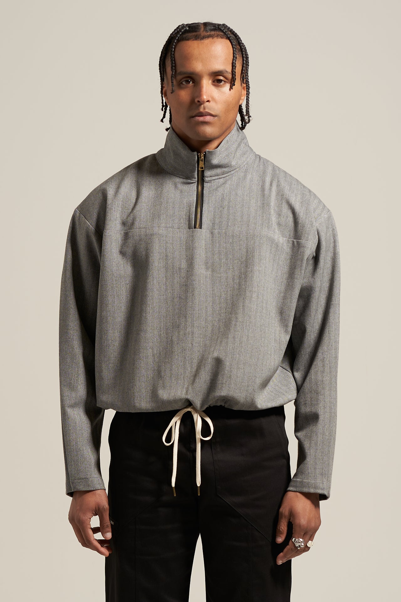 The Slate Herringbone Track Shirt