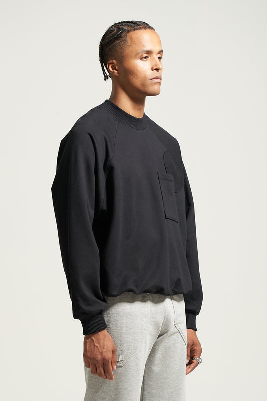 The Black Raglan Crewneck